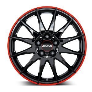 Camper-Wheels Ronal R54 Jetblack-red rim Ansicht 1