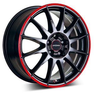 Camper-Wheels Ronal R54 Jetblack-red rim Ansicht 2