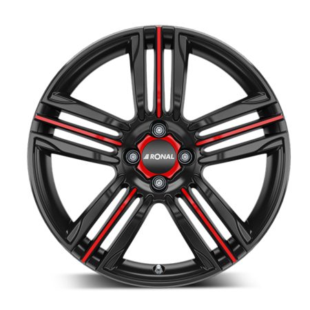 Camper-Wheels Ronal R57 4-Loch Jetblack-red-spoke Ansicht 1