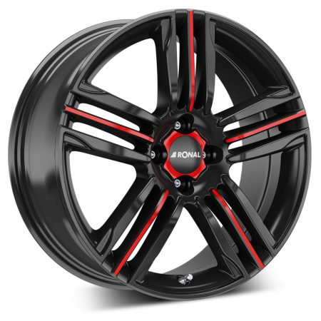 Camper-Wheels Ronal R57 4-Loch Jetblack-red-spoke Ansicht 2